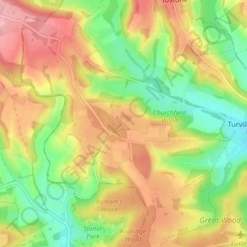Turville Heath topographic map, elevation, terrain