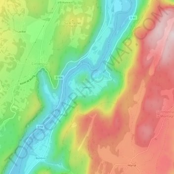 Granges topographic map, elevation, terrain
