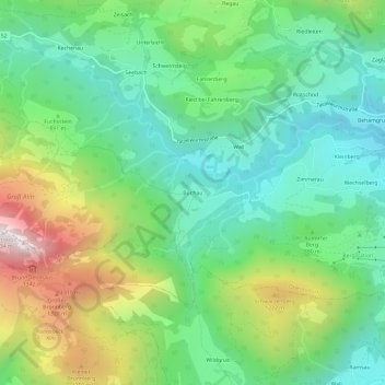 Buchau topographic map, elevation, terrain