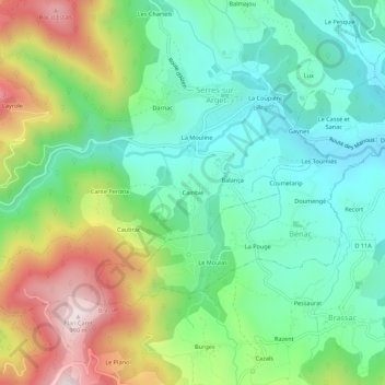 Cambié topographic map, elevation, terrain