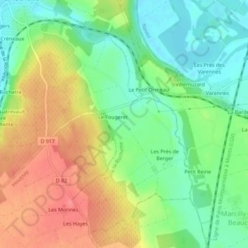 Les Mesles topographic map, elevation, terrain