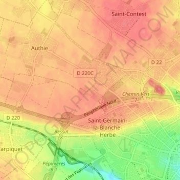 Ardenne topographic map, elevation, terrain