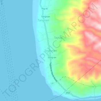 Tontonan topographic map, elevation, terrain