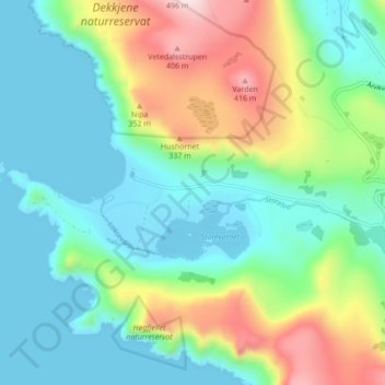 Ervik topographic map, elevation, terrain
