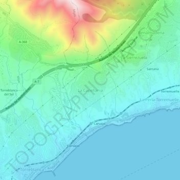 La Capellanía topographic map, elevation, terrain