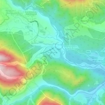 Priuso topographic map, elevation, terrain