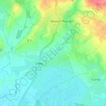 Provizy topographic map, elevation, terrain