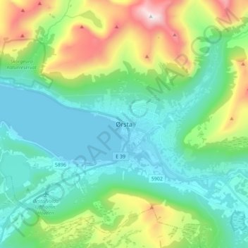 Ørsta topographic map, elevation, terrain
