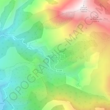 Olcani topographic map, elevation, terrain
