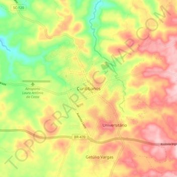 Curitibanos topographic map, elevation, terrain
