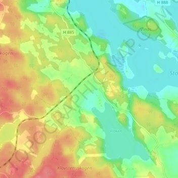 Blidstena topographic map, elevation, terrain