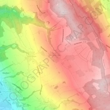 Müswangen topographic map, elevation, terrain