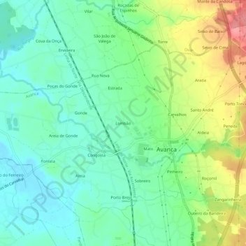 Lombão topographic map, elevation, terrain