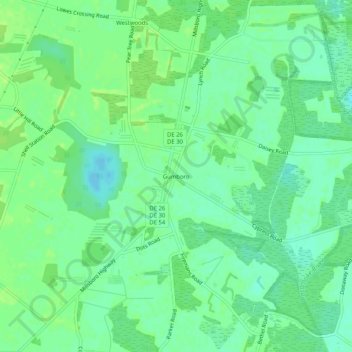 Gumboro topographic map, elevation, terrain