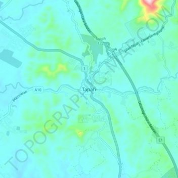 Tapah topographic map, elevation, terrain