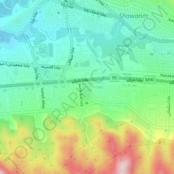 Barzani Park topographic map, elevation, terrain