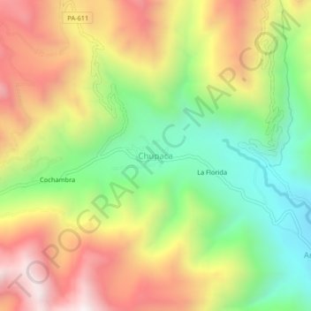 Chupaca topographic map, elevation, terrain