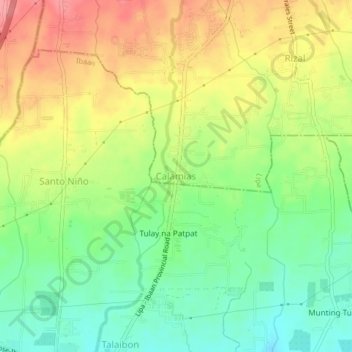 Calamias topographic map, elevation, terrain