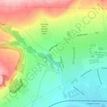 Woodburn topographic map, elevation, terrain