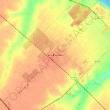 Villa Ramallo topographic map, elevation, terrain