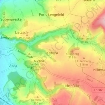 Otticha topographic map, elevation, terrain