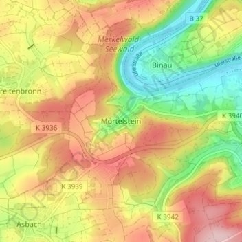 Mörtelstein topographic map, elevation, terrain