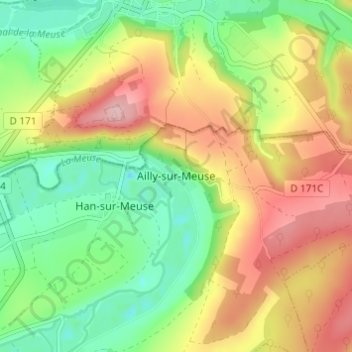 Ailly-sur-Meuse topographic map, elevation, terrain