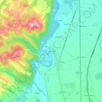 La Bouchede topographic map, elevation, terrain