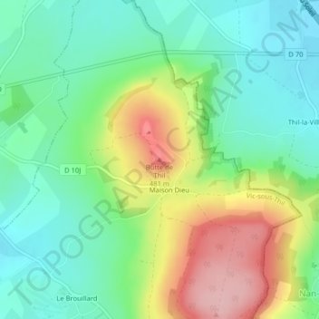 Butte de Thil topographic map, elevation, terrain