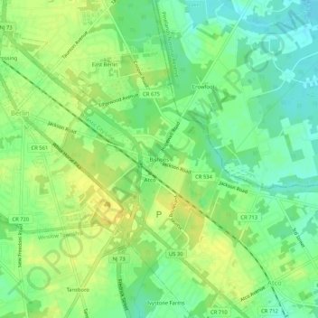 Bishops topographic map, elevation, terrain