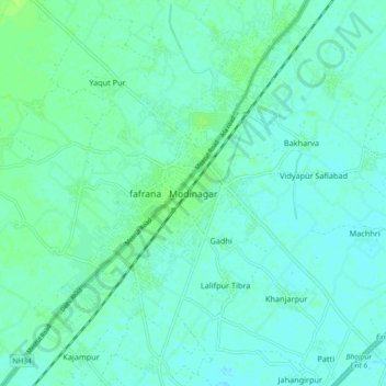 Modinagar topographic map, elevation, terrain