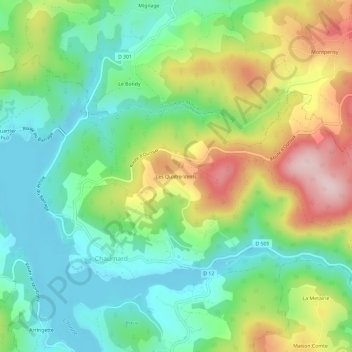 Les Quatre-Vents topographic map, elevation, terrain