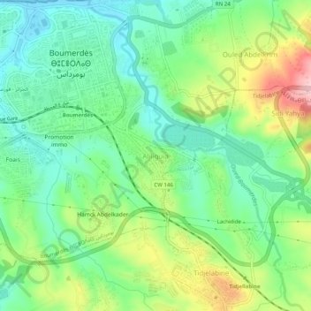 Aliliguia topographic map, elevation, terrain