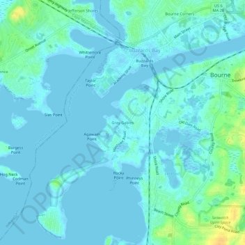 Gray Gables topographic map, elevation, terrain