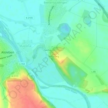 Radeberg topographic map, elevation, terrain