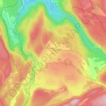 Cornu topographic map, elevation, terrain
