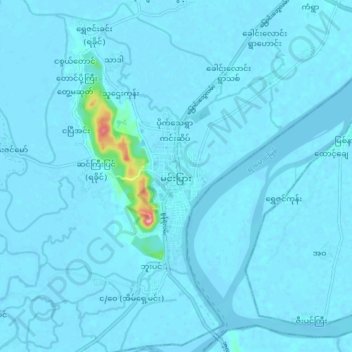 Minbya topographic map, elevation, terrain