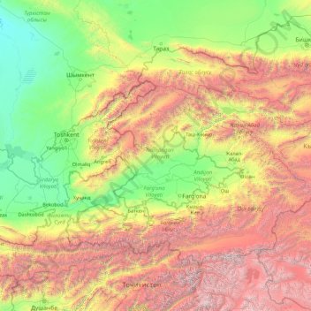 Namangan Province topographic map, elevation, terrain