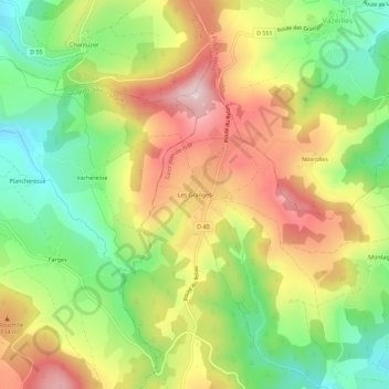 Les Granges topographic map, elevation, terrain