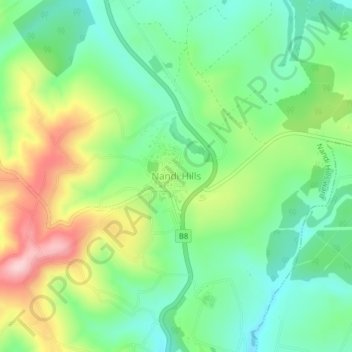 Nandi Hills topographic map, elevation, terrain