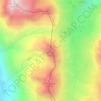 Piz Nair topographic map, elevation, terrain