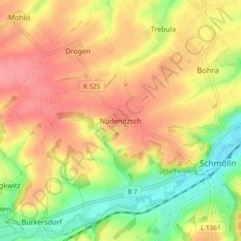 Nödenitzsch topographic map, elevation, terrain