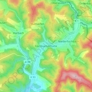 Fischbacherhütte topographic map, elevation, terrain