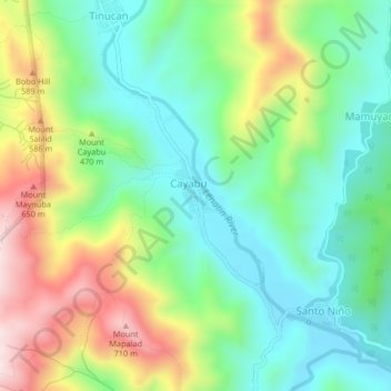 Cayabu topographic map, elevation, terrain
