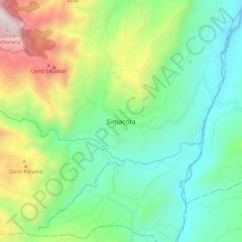 Simacota topographic map, elevation, terrain