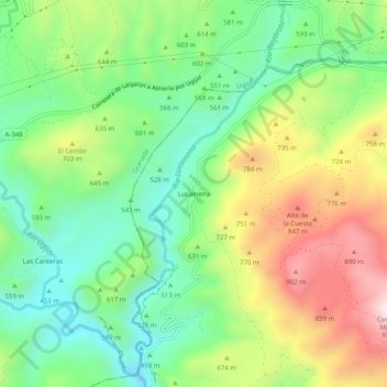 Lucainena topographic map, elevation, terrain