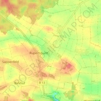 Workerszell topographic map, elevation, terrain