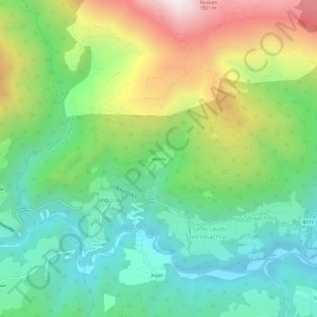 Würda topographic map, elevation, terrain