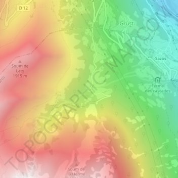 Bernazaou topographic map, elevation, terrain