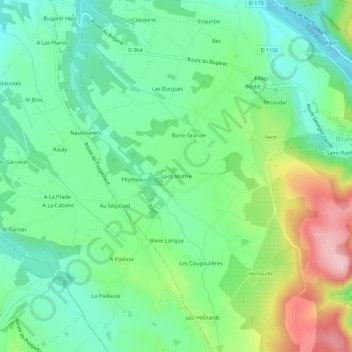Saint-Maffre topographic map, elevation, terrain